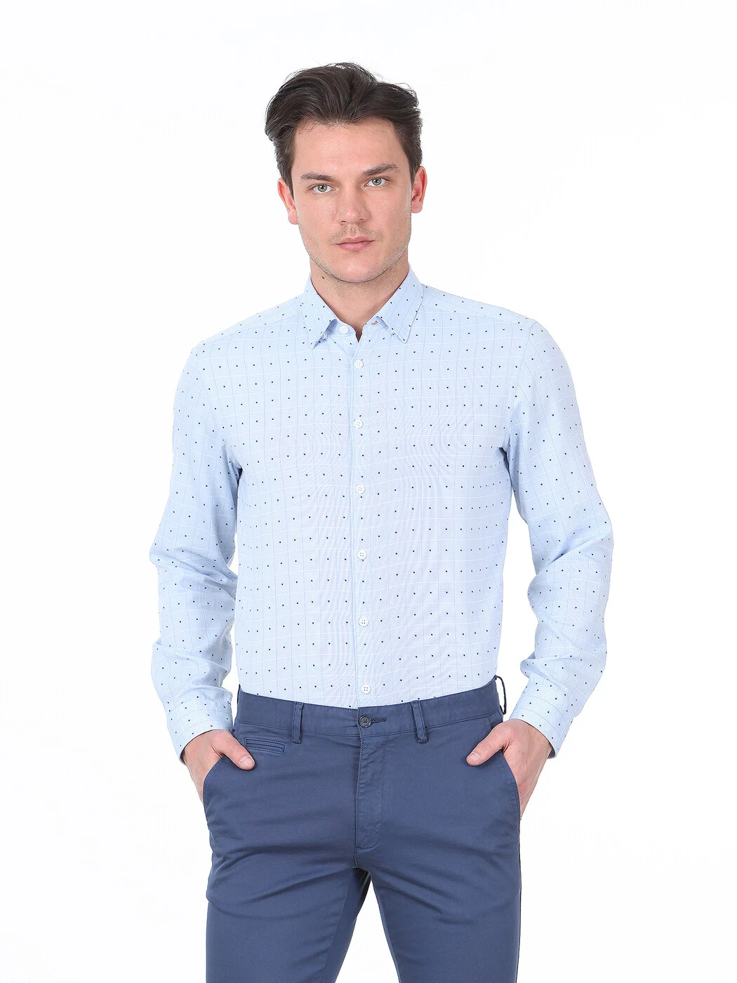 KİP - Açık Mavi Kareli Regular Fit Dokuma Casual %100 Pamuk Gömlek KİP - Açık Mavi Kareli Regular Fit Dokuma Casual %100 Pamuk Gömlek