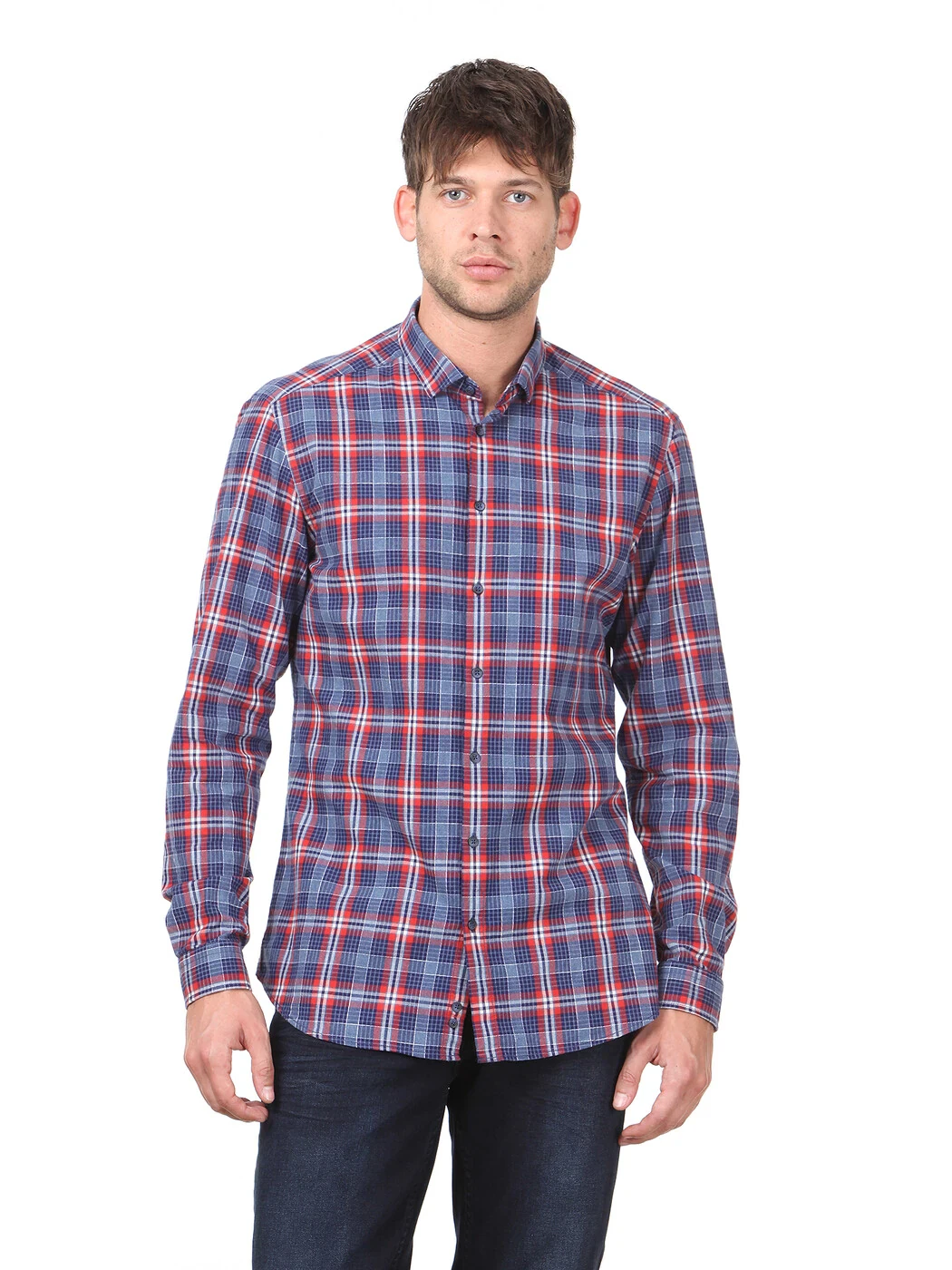 KİP - Lacivert Kareli Slim Fit Dokuma Casual %100 Pamuk Gömlek KİP - Lacivert Kareli Slim Fit Dokuma Casual %100 Pamuk Gömlek