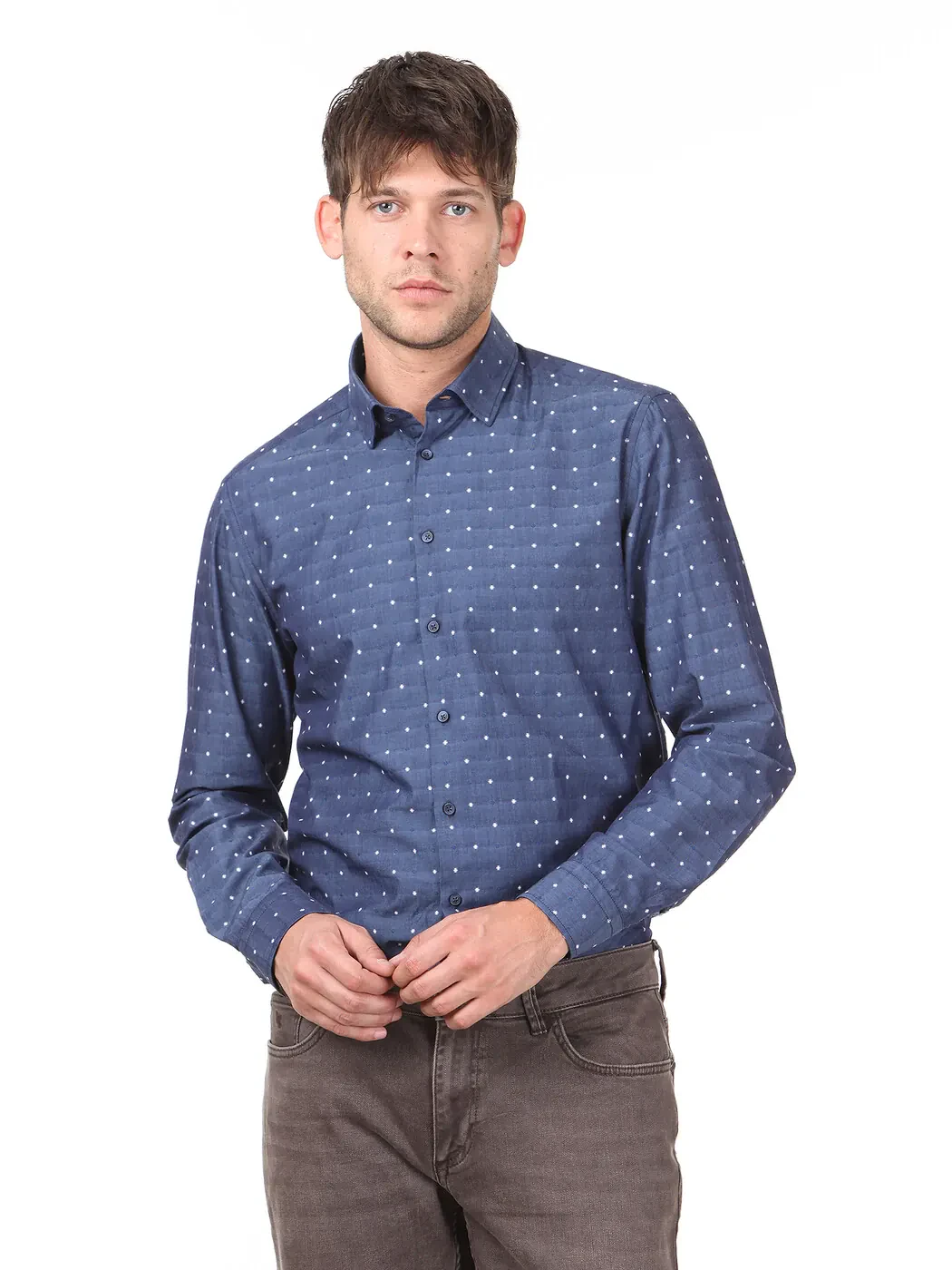 KİP - İndigo Mikro Regular Fit Dokuma Casual %100 Pamuk Gömlek KİP - İndigo Mikro Regular Fit Dokuma Casual %100 Pamuk Gömlek