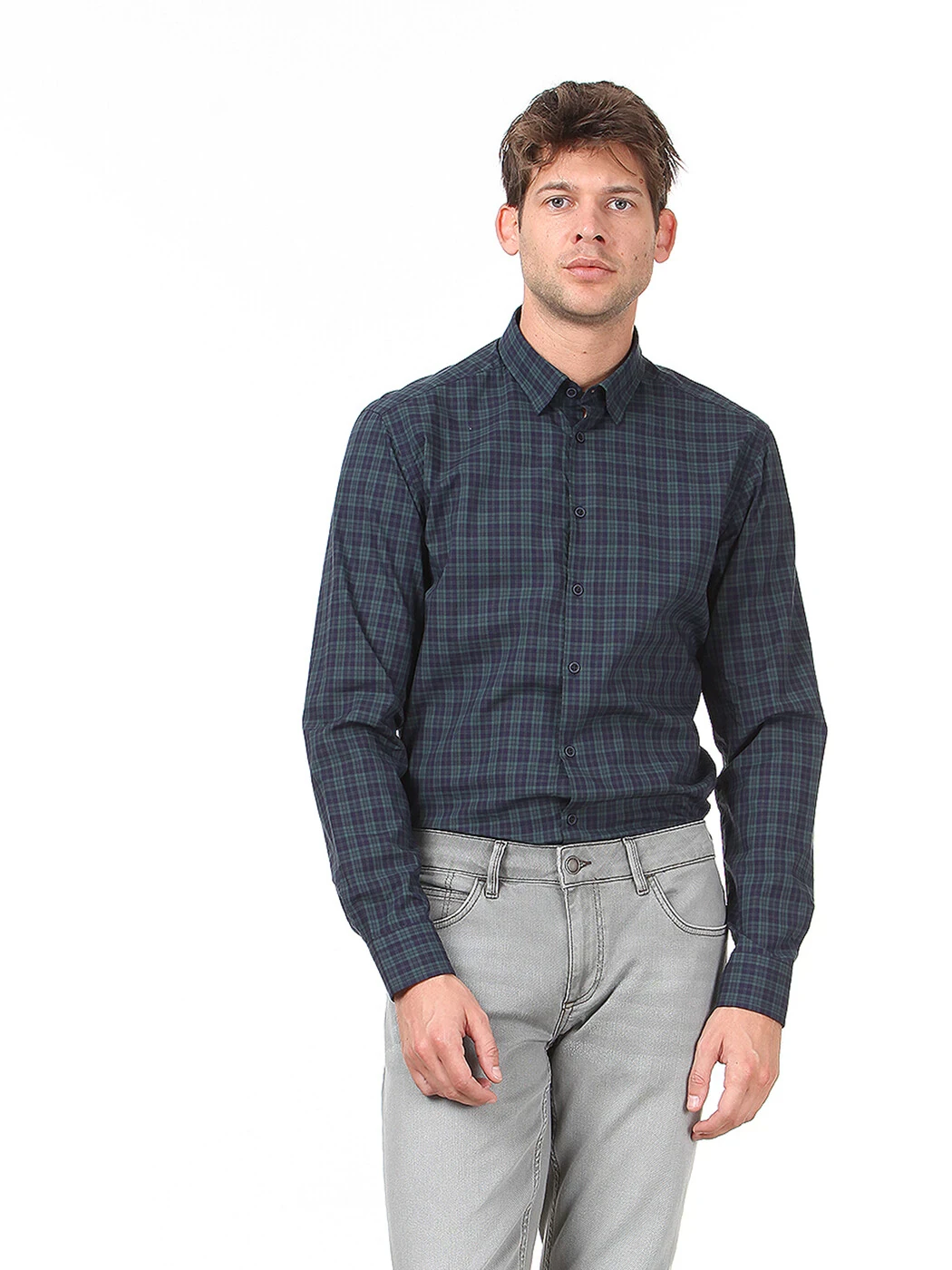 KİP - Koyu Yeşil Kareli Regular Fit Dokuma Casual %100 Pamuk Gömlek KİP - Koyu Yeşil Kareli Regular Fit Dokuma Casual %100 Pamuk Gömlek