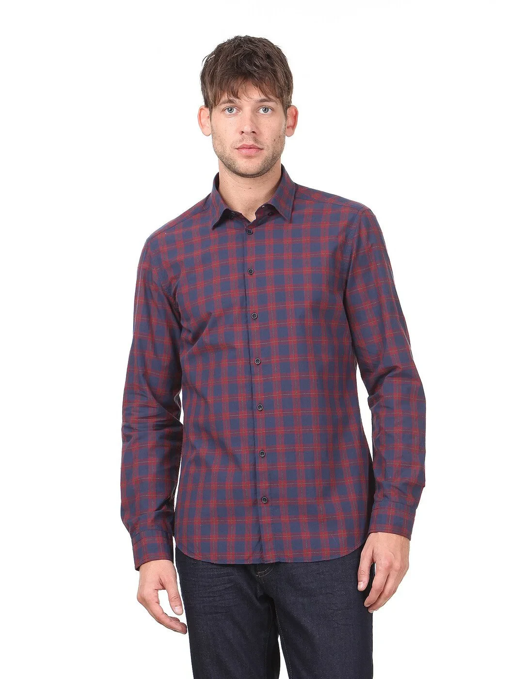 KİP - Bordo Kareli Slim Fit Dokuma Casual %100 Pamuk Gömlek KİP - Bordo Kareli Slim Fit Dokuma Casual %100 Pamuk Gömlek