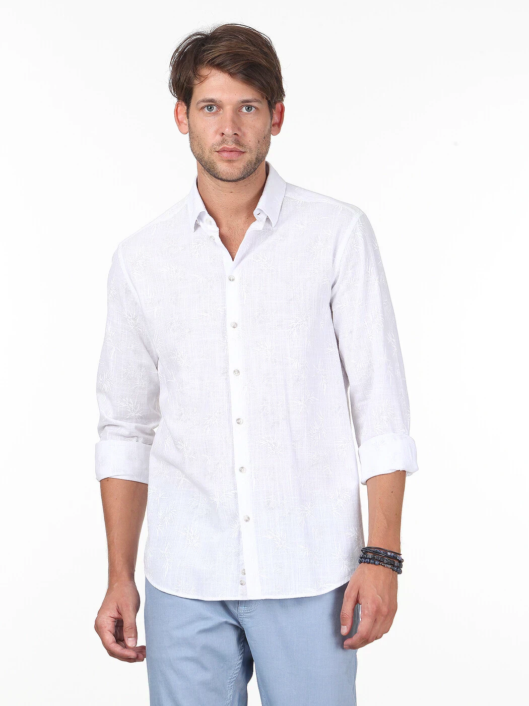 KİP - Beyaz Baskılı Regular Fit Dokuma Casual %100 Pamuk Gömlek KİP - Beyaz Baskılı Regular Fit Dokuma Casual %100 Pamuk Gömlek
