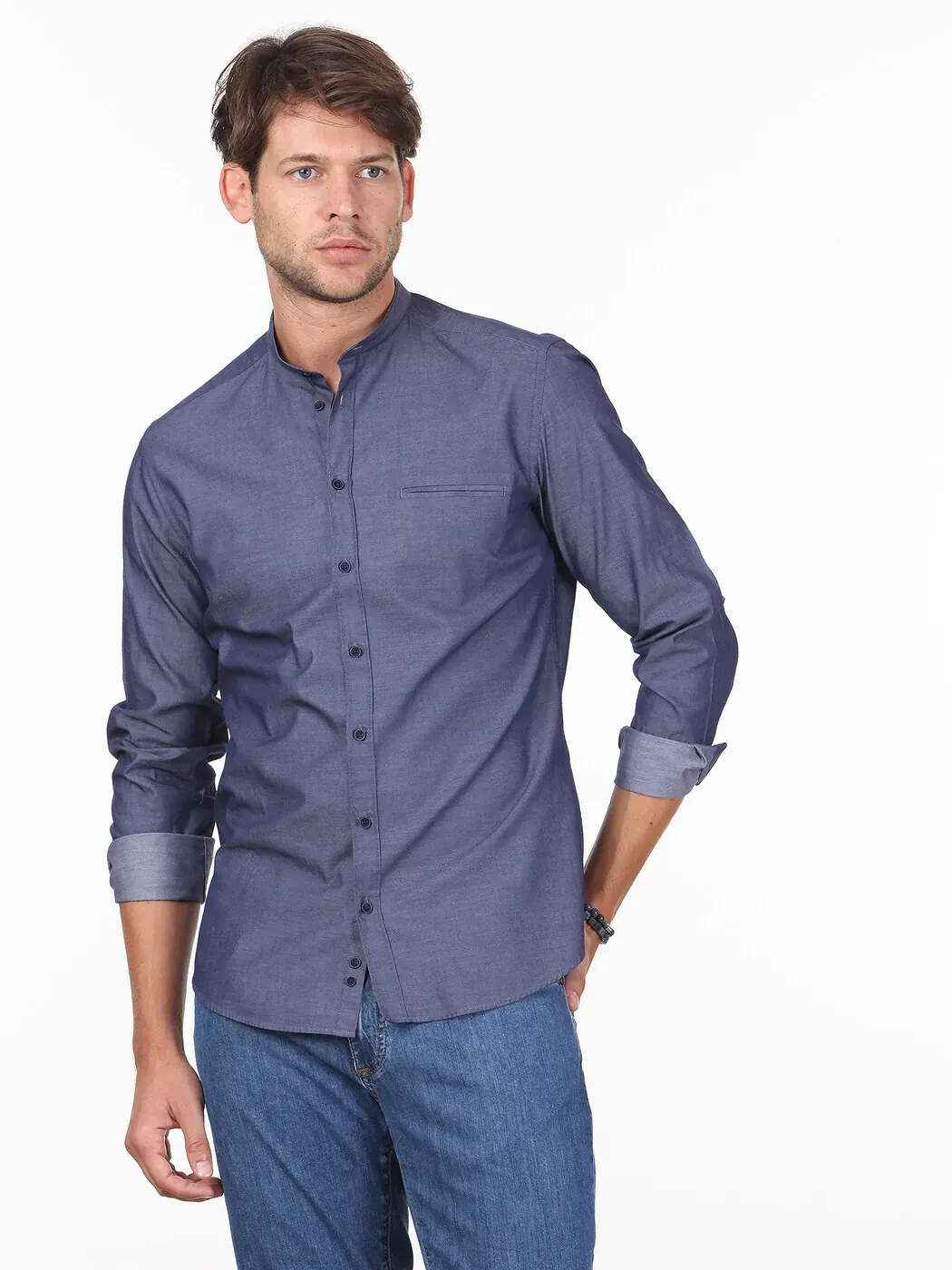 KİP - İndigo Düz Slim Fit Dokuma Casual %100 Pamuk Gömlek KİP - İndigo Düz Slim Fit Dokuma Casual %100 Pamuk Gömlek