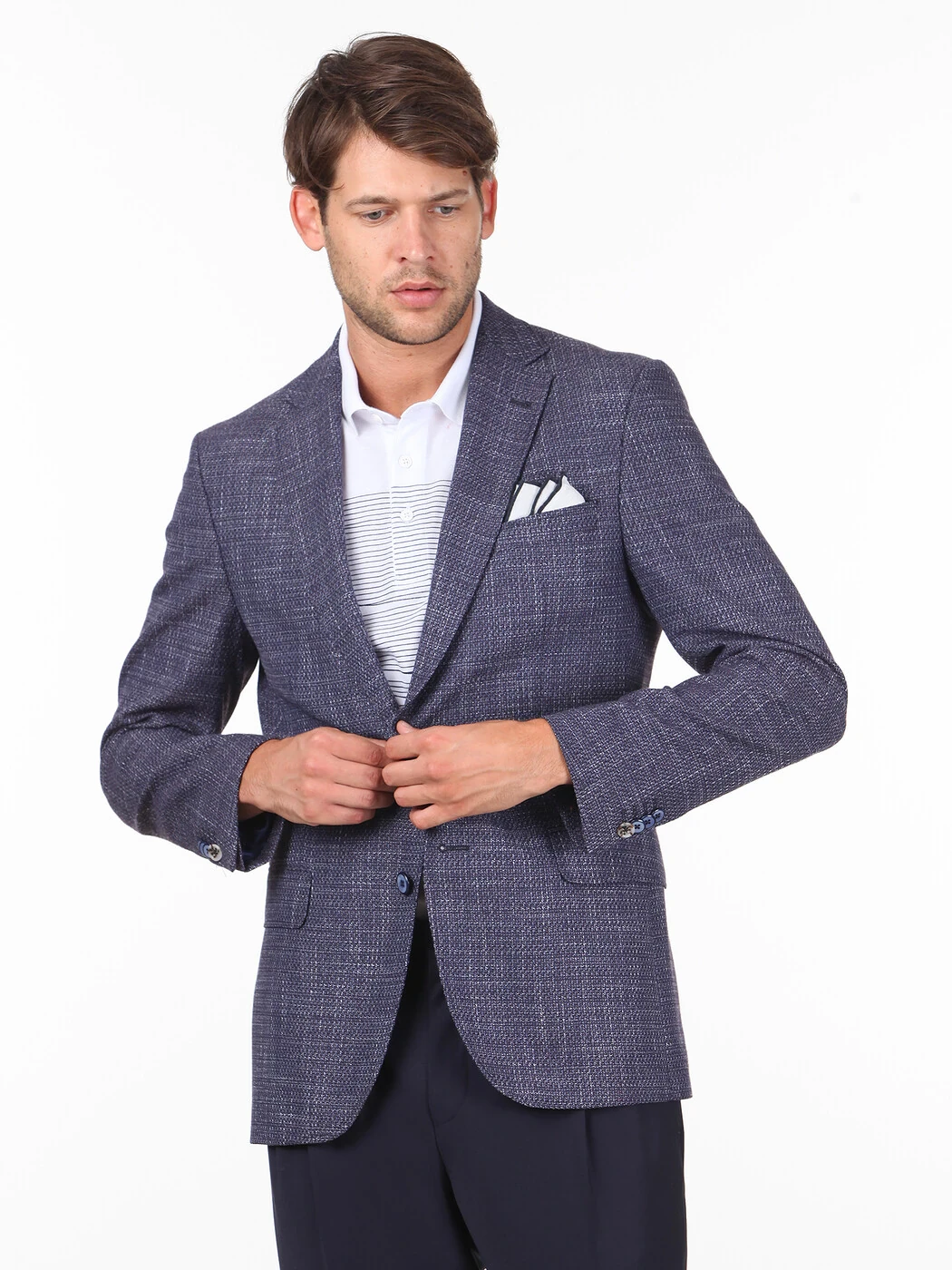 KİP - Koyu Mavi Desenli Modern Fit Ceket KİP - Koyu Mavi Desenli Modern Fit Ceket