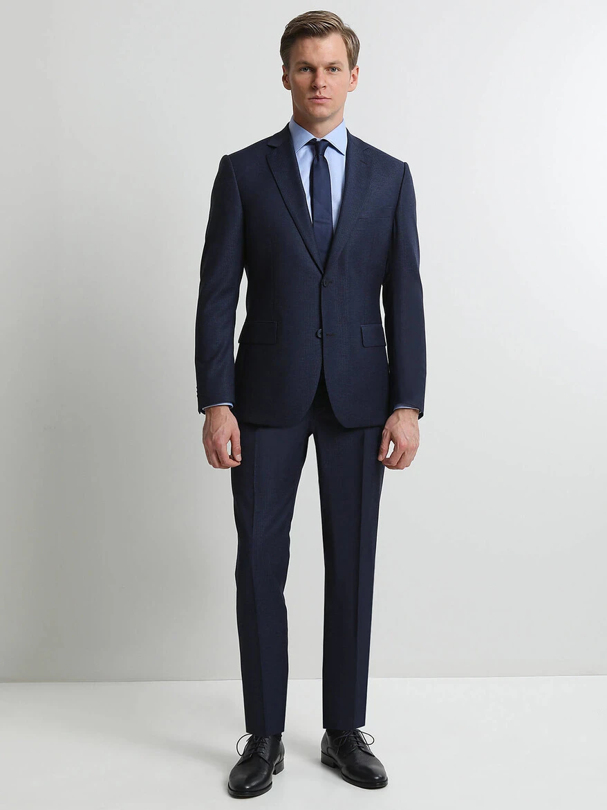 KİP - Açık Lacivert Desenli Modern Fit Yün Karışımlı Takım Elbise KİP - Açık Lacivert Desenli Modern Fit Yün Karışımlı Takım Elbise