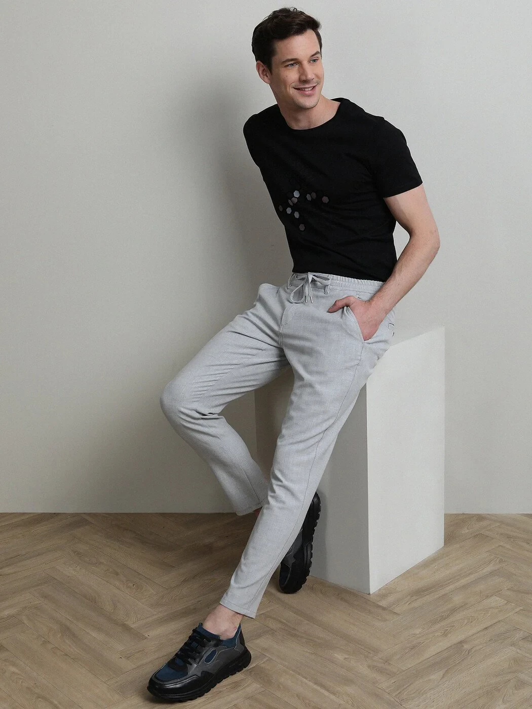KİP - Gri Dokuma Fitted Fit Smart Casual Pantolon KİP - Gri Dokuma Fitted Fit Smart Casual Pantolon