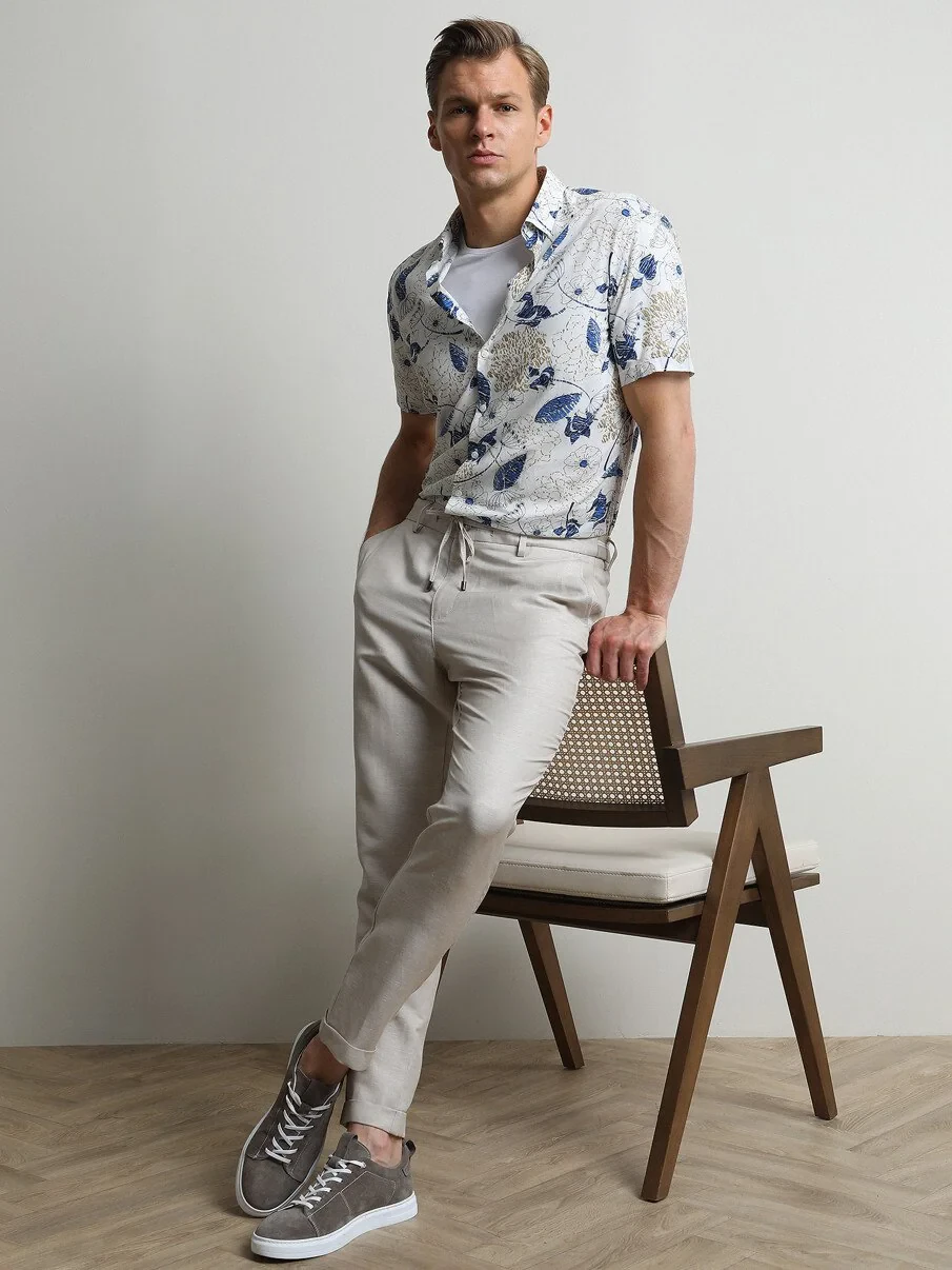 KİP - Bej Dokuma Fitted Fit Smart Casual Keten Karışımlı Pantolon KİP - Bej Dokuma Fitted Fit Smart Casual Keten Karışımlı Pantolon