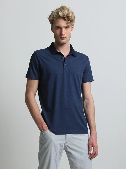 KİP - Lacivert Düz Polo Yaka Pamuk Karışımlı T-Shirt KİP - Lacivert Düz Polo Yaka Pamuk Karışımlı T-Shirt