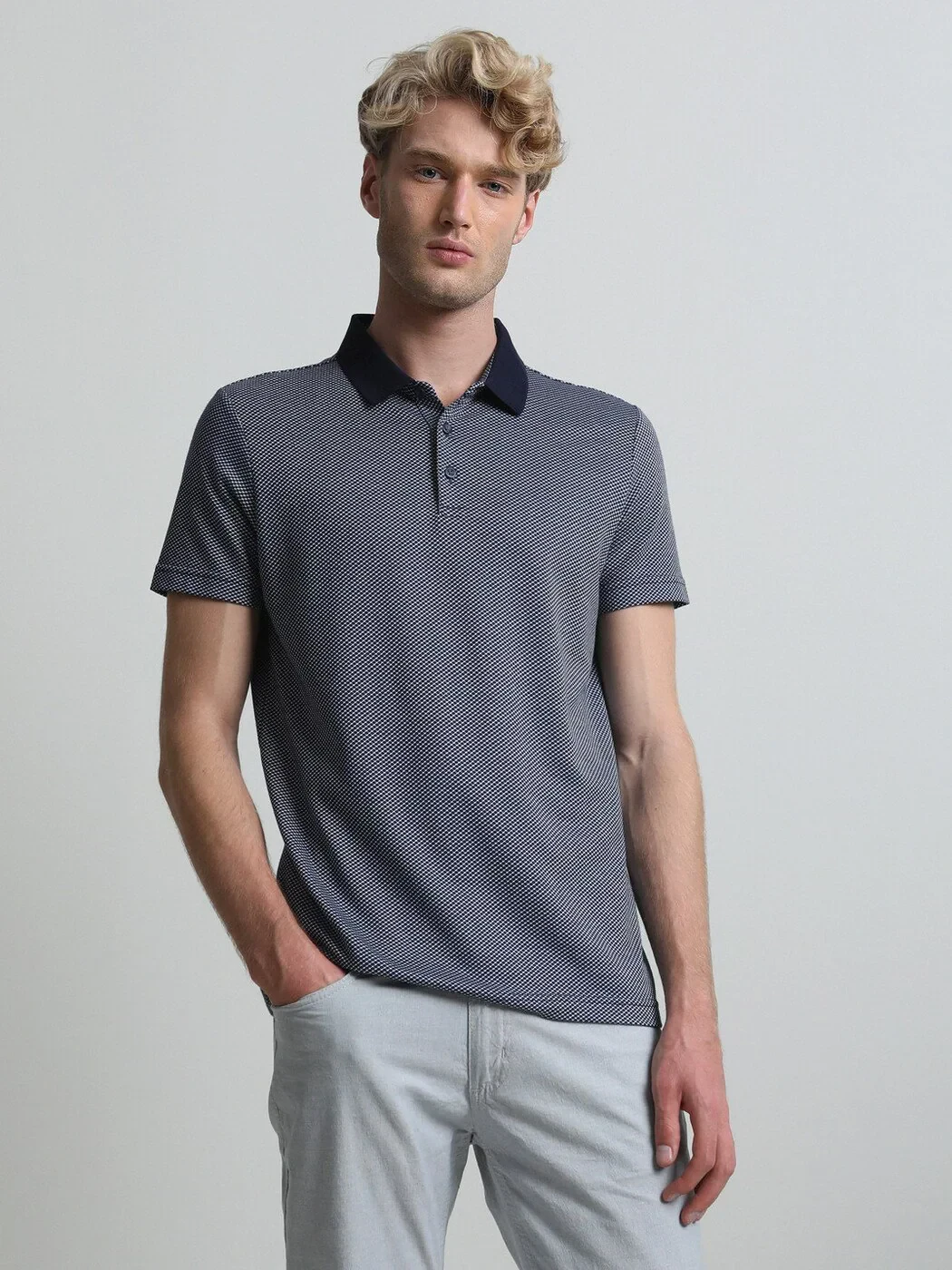 KİP - Lacivert Baskılı Polo Yaka Pamuk Karışımlı T-Shirt KİP - Lacivert Baskılı Polo Yaka Pamuk Karışımlı T-Shirt