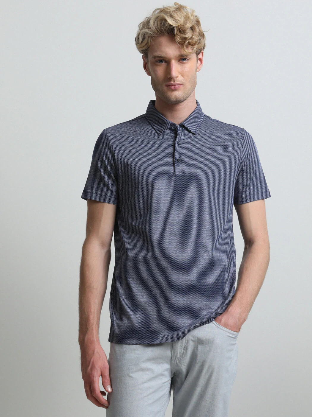 KİP - Lacivert Desenli Polo Yaka %100 Pamuk T-Shirt KİP - Lacivert Desenli Polo Yaka %100 Pamuk T-Shirt