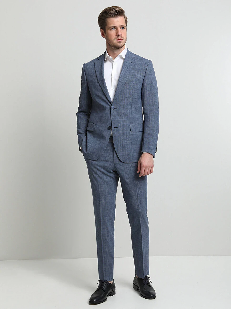 KİP - Mavi Mikro Modern Fit Yün Karışımlı Takım Elbise KİP - Mavi Mikro Modern Fit Yün Karışımlı Takım Elbise