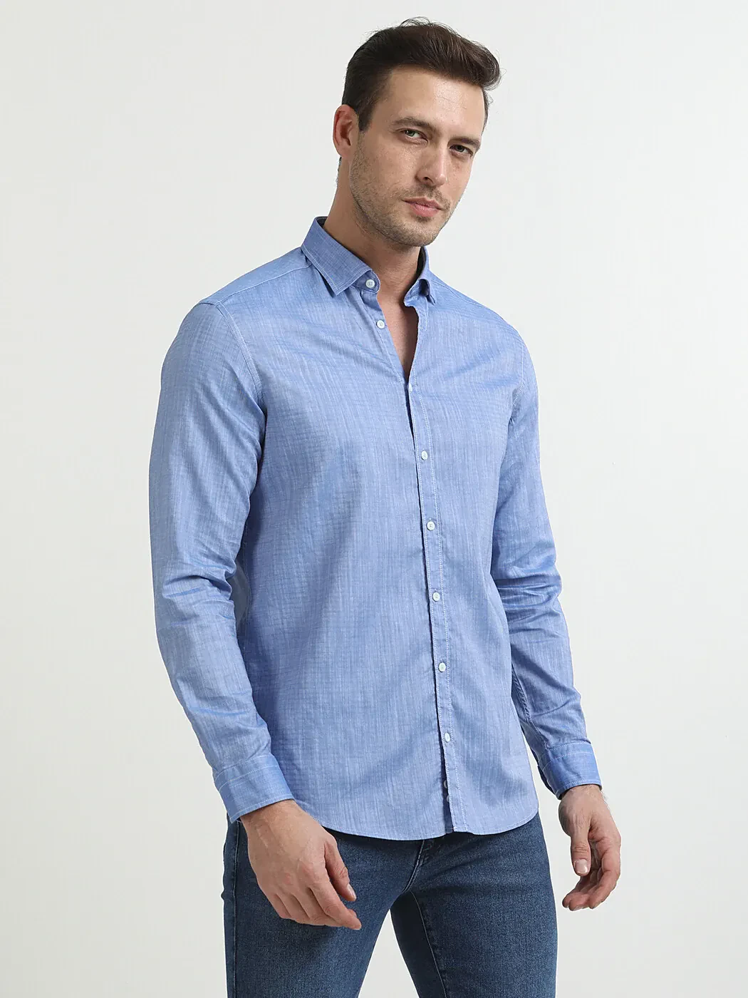 KİP - Mavi Çizgili Regular Fit Dokuma Casual %100 Pamuk Gömlek KİP - Mavi Çizgili Regular Fit Dokuma Casual %100 Pamuk Gömlek