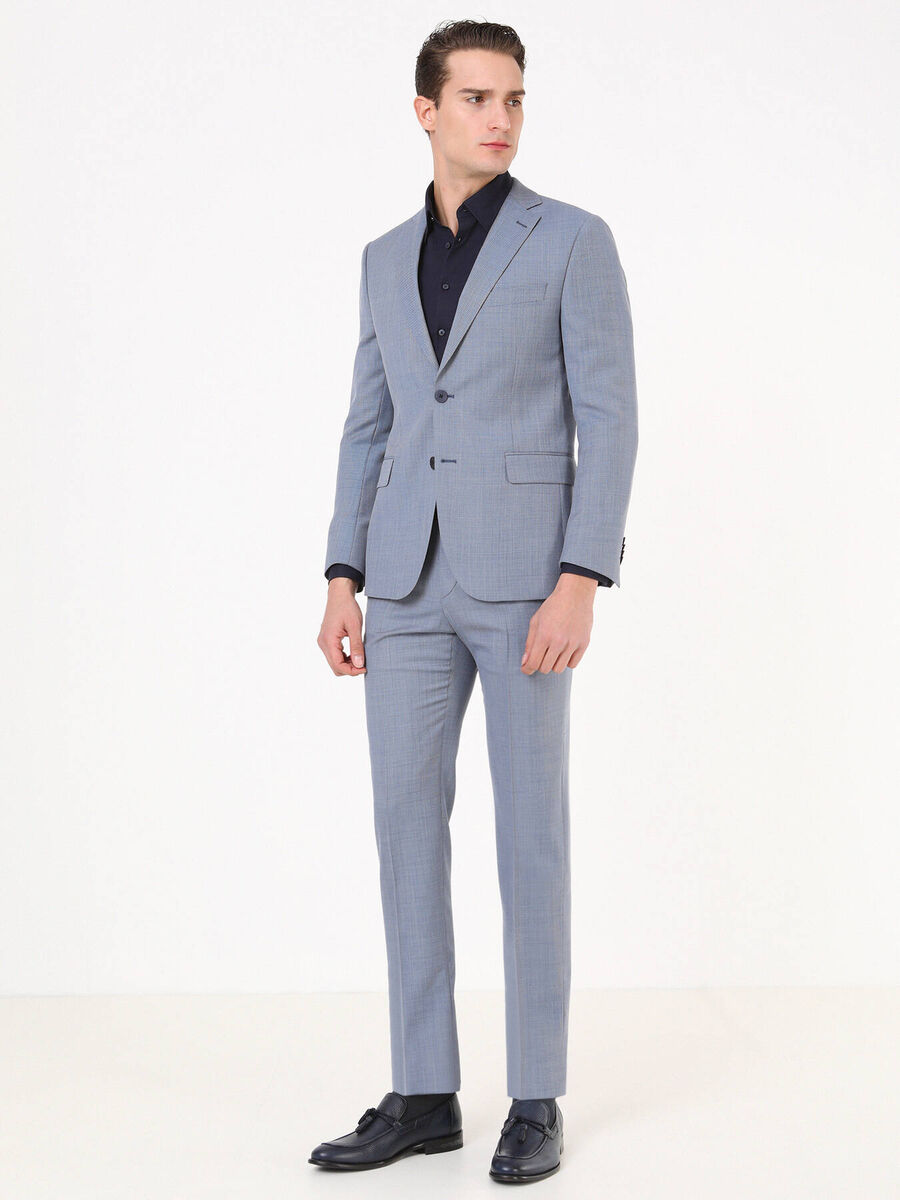 Mavi Mikro Modern Fit %100 Yün Takım Elbise