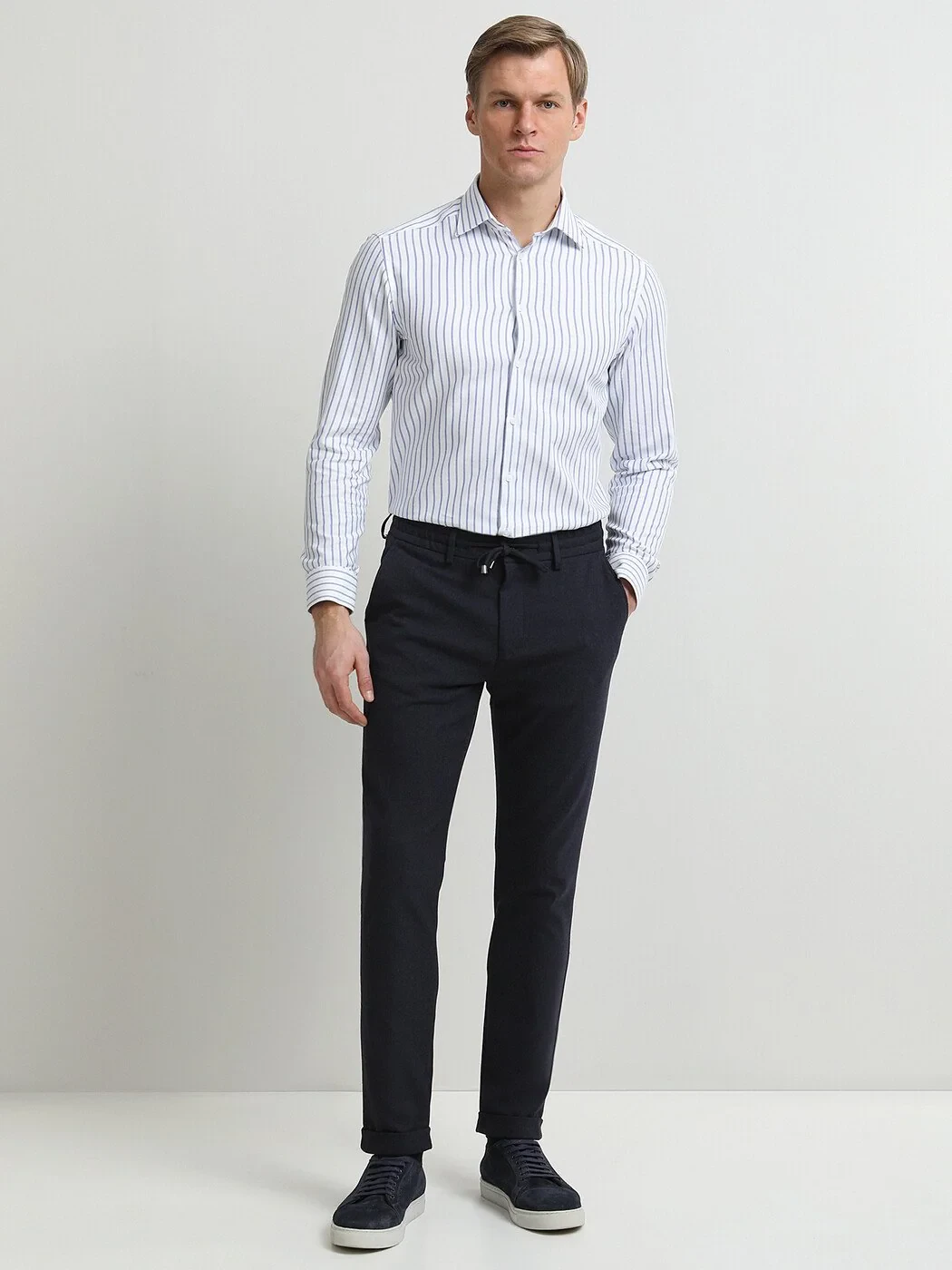 KİP - Lacivert Baskılı Örme Jogging Fit Smart Casual Pantolon KİP - Lacivert Baskılı Örme Jogging Fit Smart Casual Pantolon