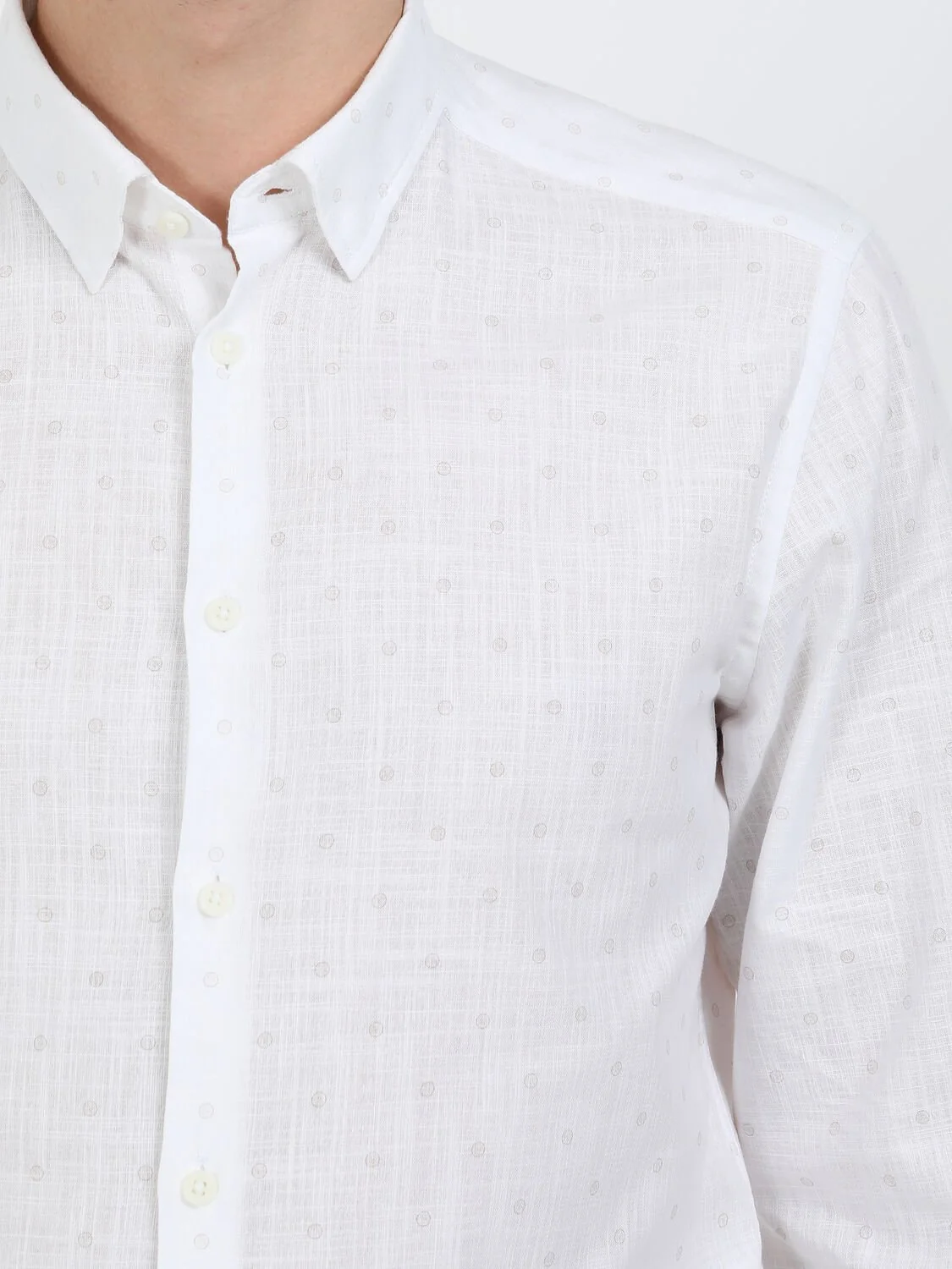 Açık Gri Desenli Regular Fit Dokuma Casual %100 Pamuk Gömlek - 3