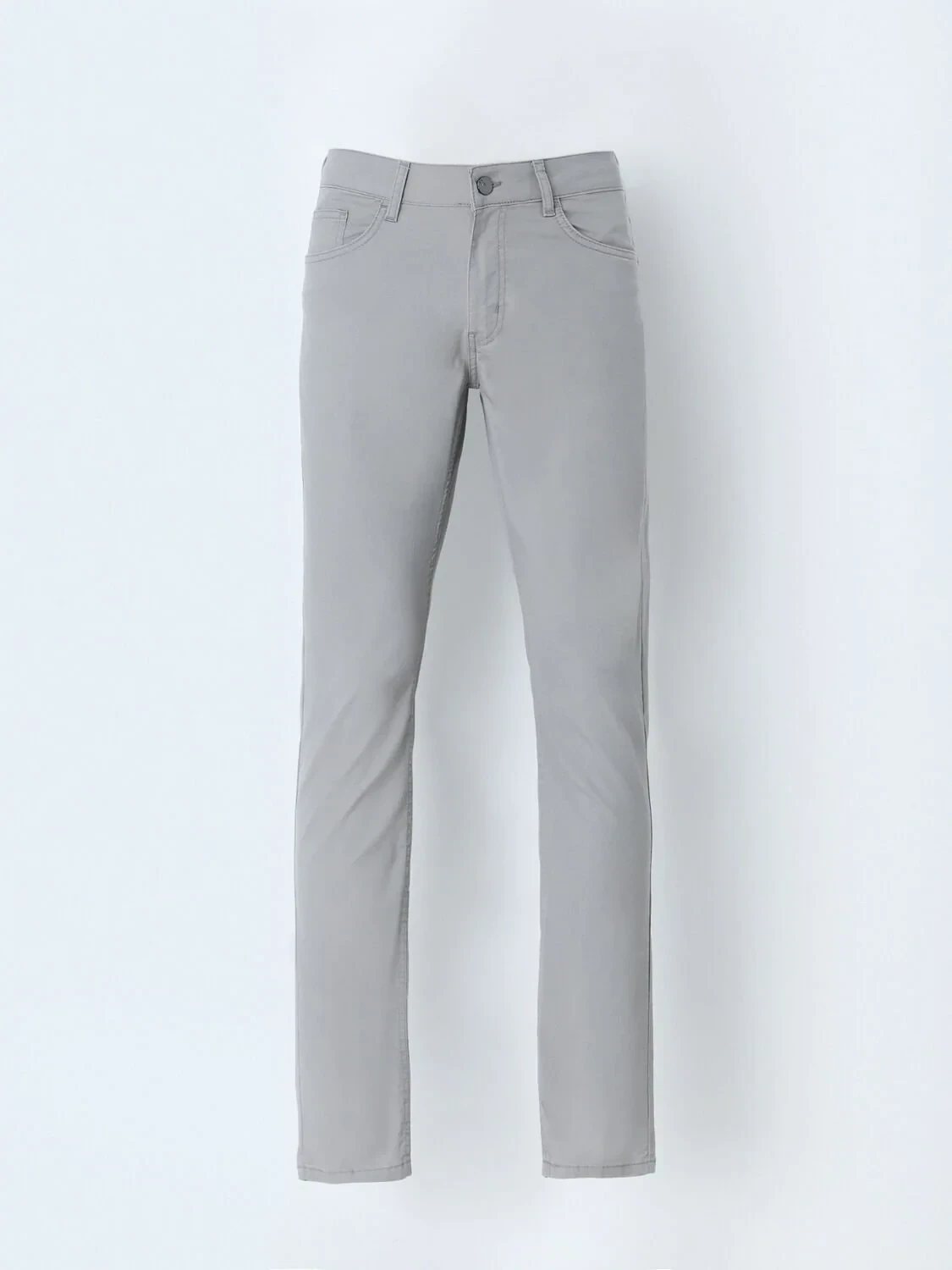 Açık Gri Dokuma Slim Fit Casual Pamuk Karışımlı Pantolon - 1