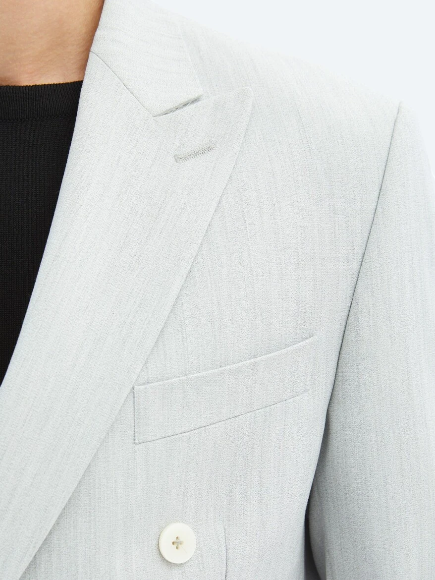 Açık Gri Düz Modern Fit Takım Elbise - 6