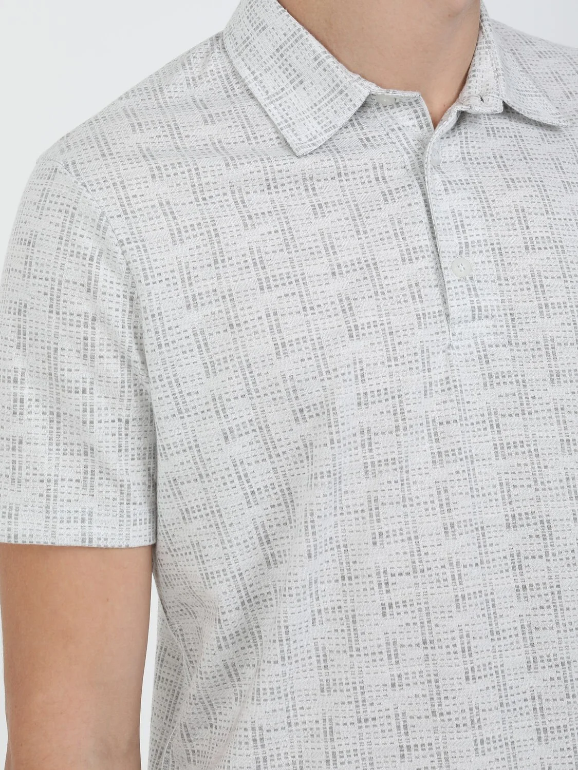 Açık Gri Jakarlı Polo Yaka T-Shirt - 3