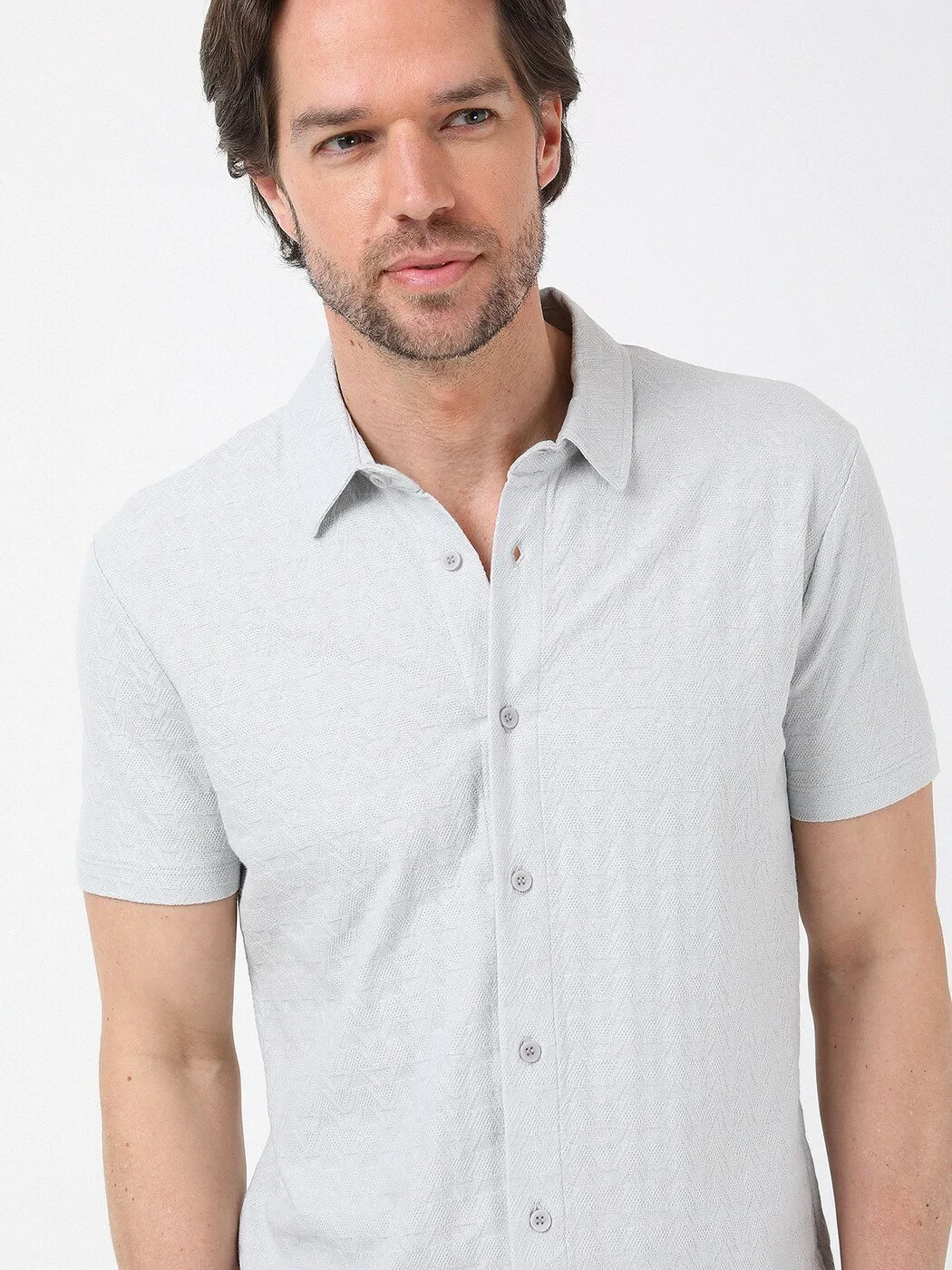 Açık Gri Regular Fit Casual %100 Pamuk Gömlek - 2