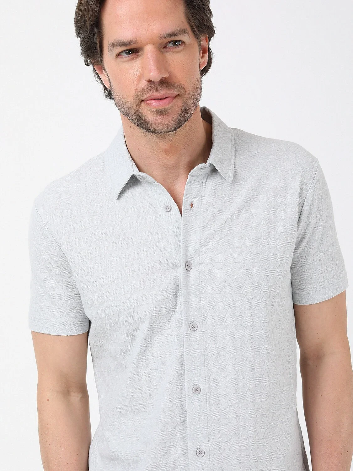 Açık Gri Regular Fit Casual %100 Pamuk Gömlek - 2