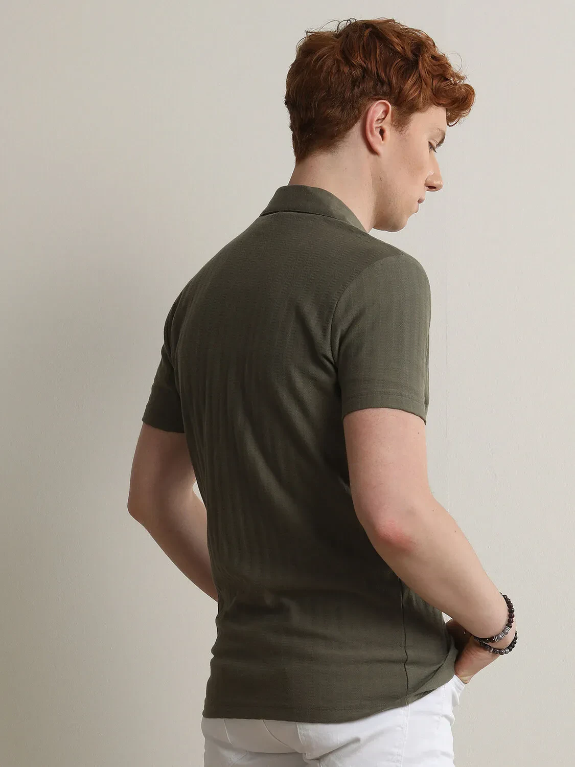 Açık Haki Desenli Regular Fit Casual %100 Pamuk Gömlek - 5