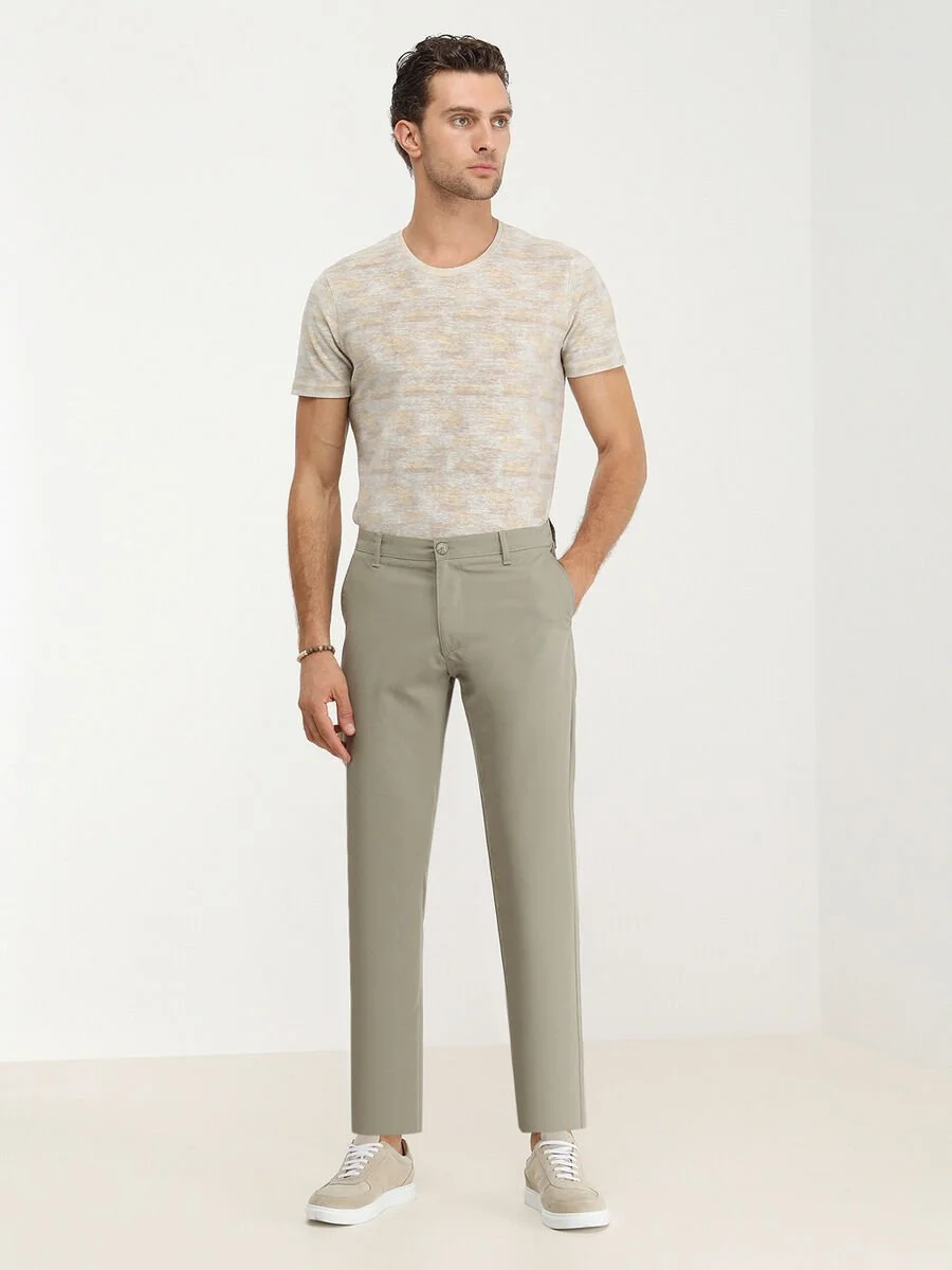 Açık Haki Dokuma Slim Fit Casual Pantolon - 2