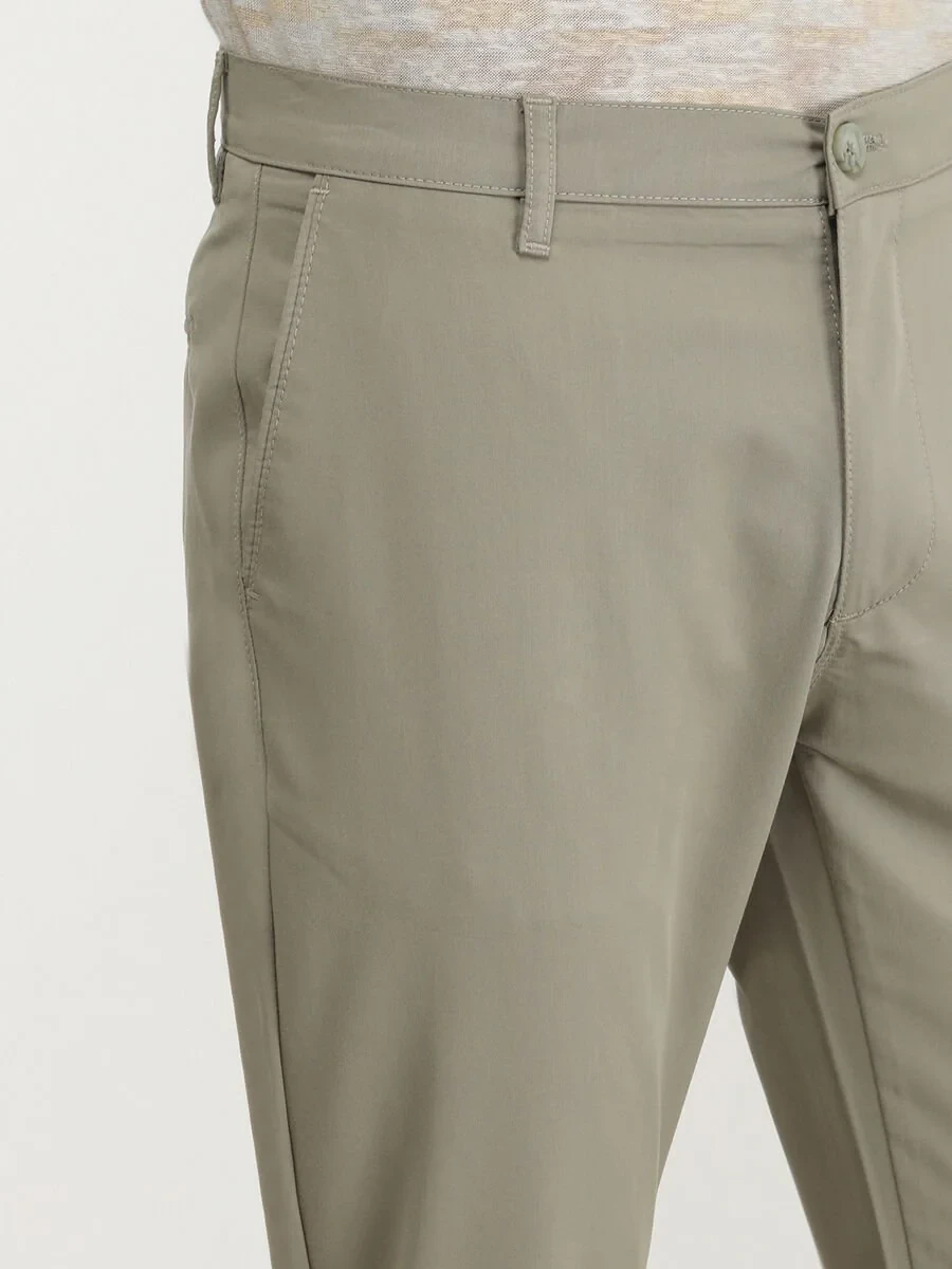 Açık Haki Dokuma Slim Fit Casual Pantolon - 3