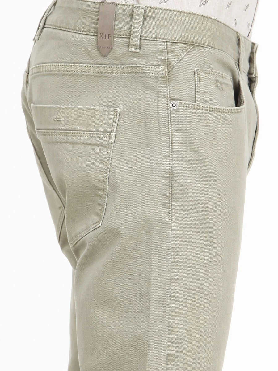 Açık Haki Düz Dokuma Regular Fit Casual Pamuk Karışımlı Pantolon - 1