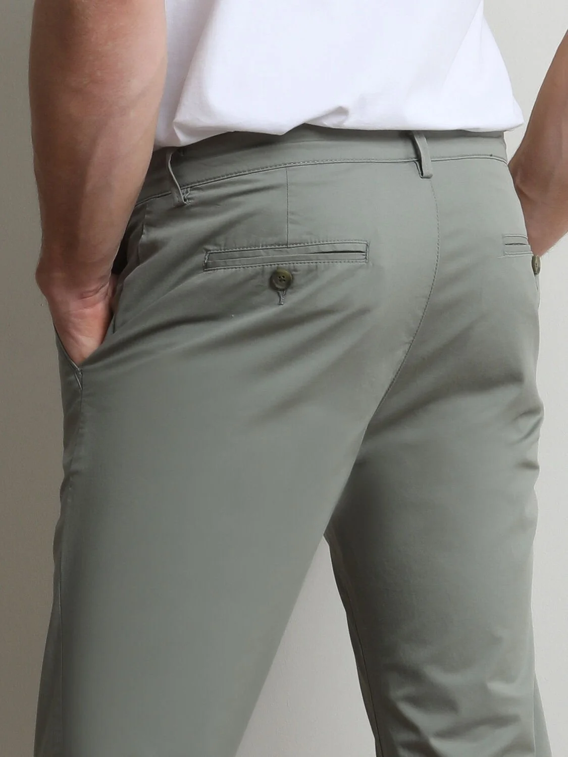 Açık Haki Düz Dokuma Regular Fit Casual Pamuk Karışımlı Pantolon - 4
