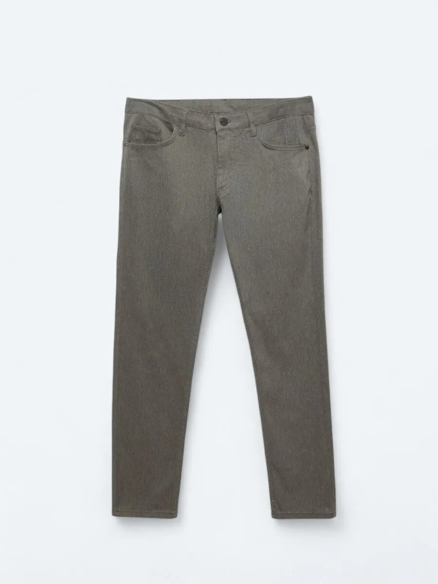 Açık Kahve Dokuma Slim Fit Casual Pamuk Karışımlı Pantolon - 6