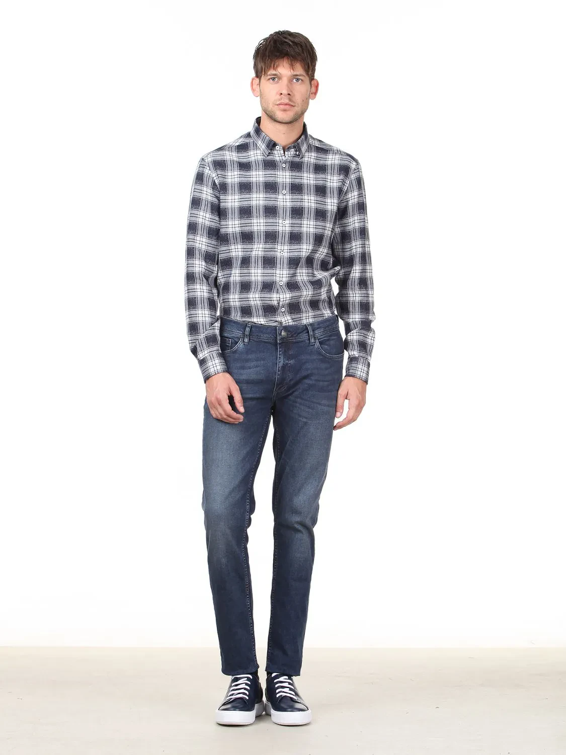 Açık Lacivert Denim Pamuk Karışımlı Pantolon - 2