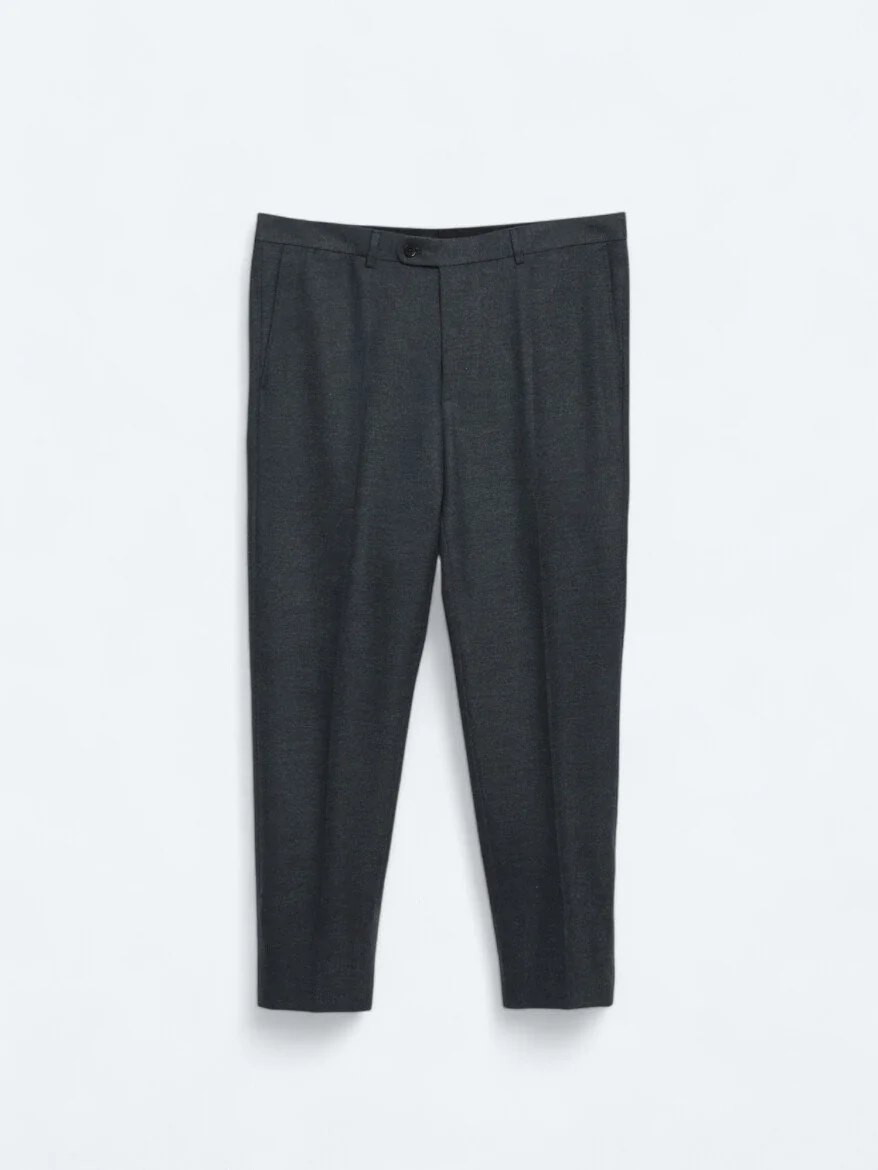 Açık Lacivert Düz Dokuma Fitted Fit Klasik Pantolon - 5