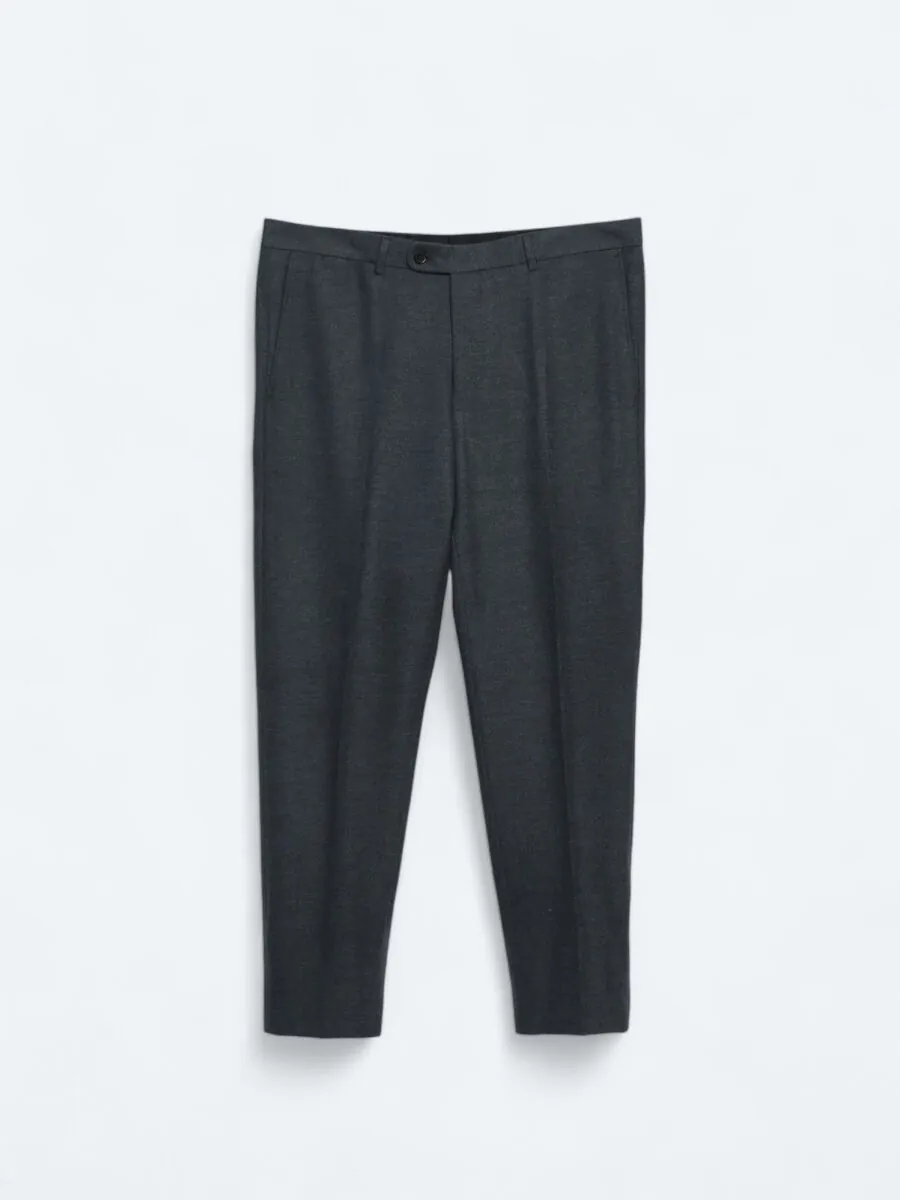 Açık Lacivert Düz Dokuma Fitted Fit Klasik Pantolon - 5