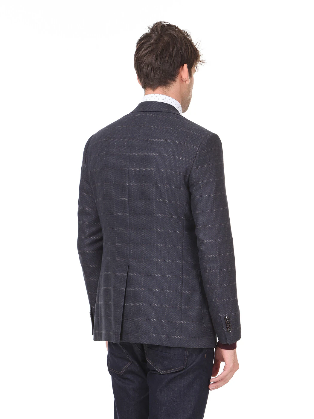 Açık Lacivert Kareli Modern Fit Ceket - 4