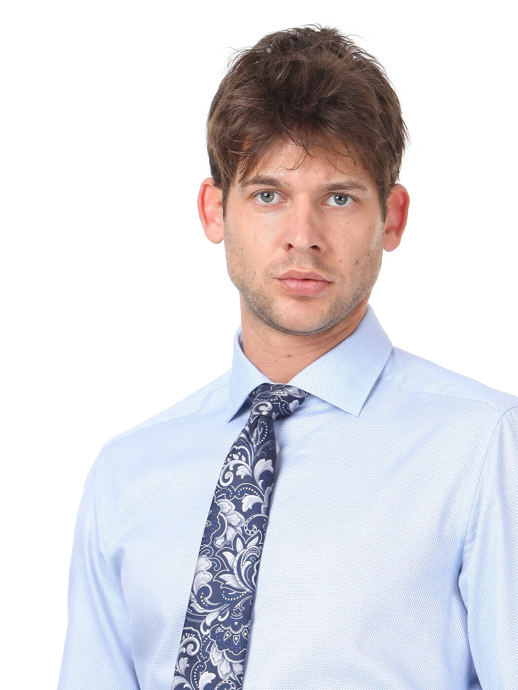 Açık Lacivert Mikro Slim Fit Dokuma Klasik %100 Pamuk Gömlek - 2