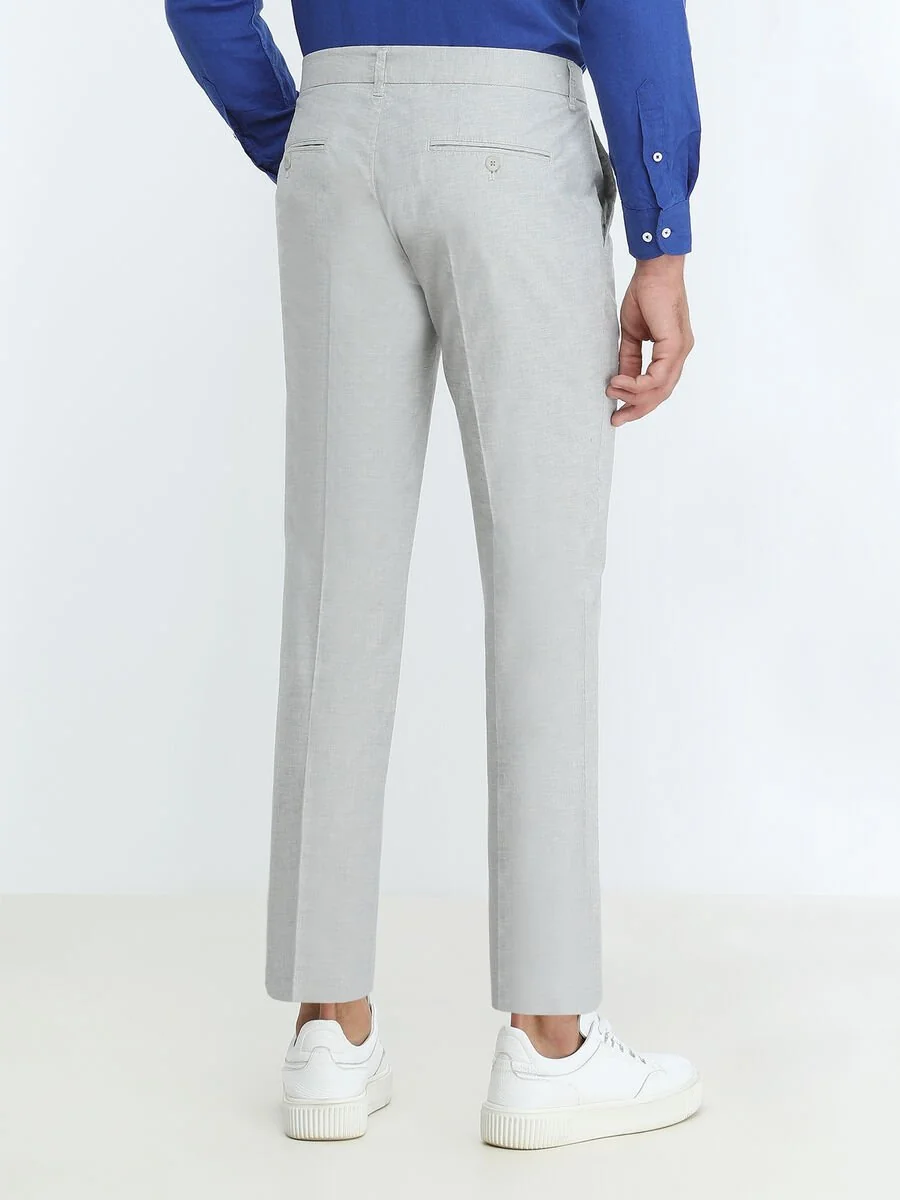 Açık Mavi Dokuma Slim Fit Smart Casual Pamuk Karışımlı Pantolon - 4