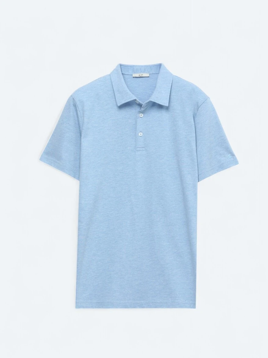 Açık Mavi Polo Yaka Pamuk Karışımlı T-Shirt 