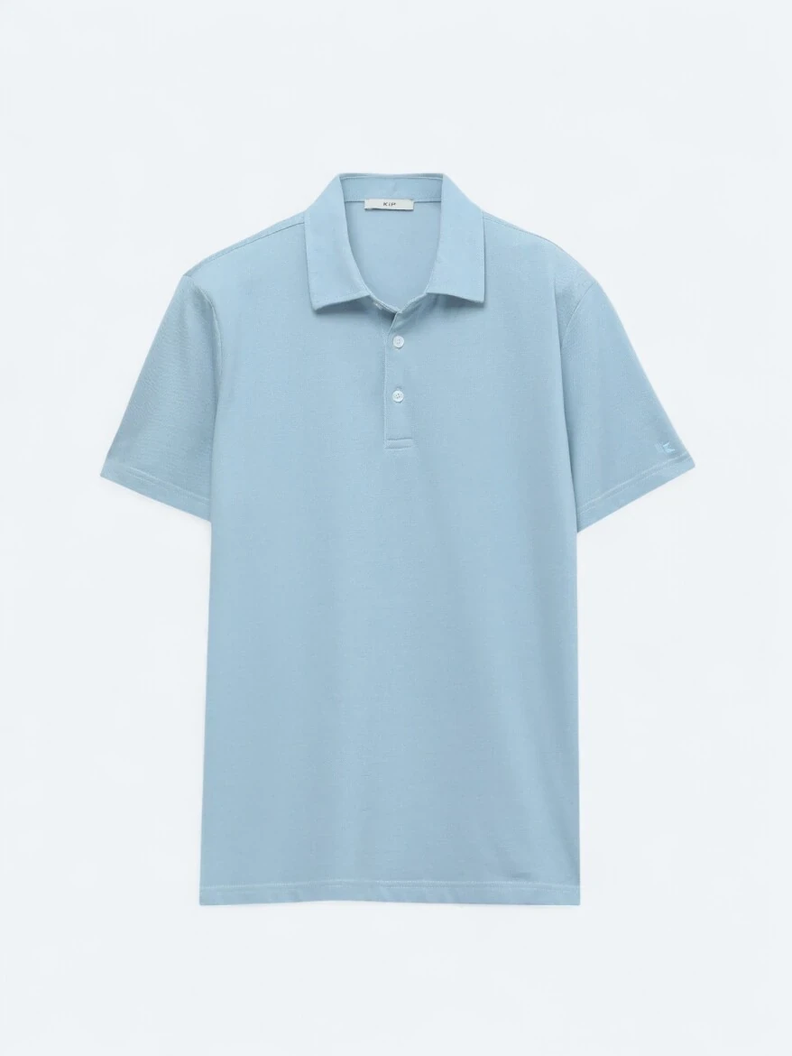 Açık Mavi Polo Yaka Pamuk Karışımlı T-Shirt 
