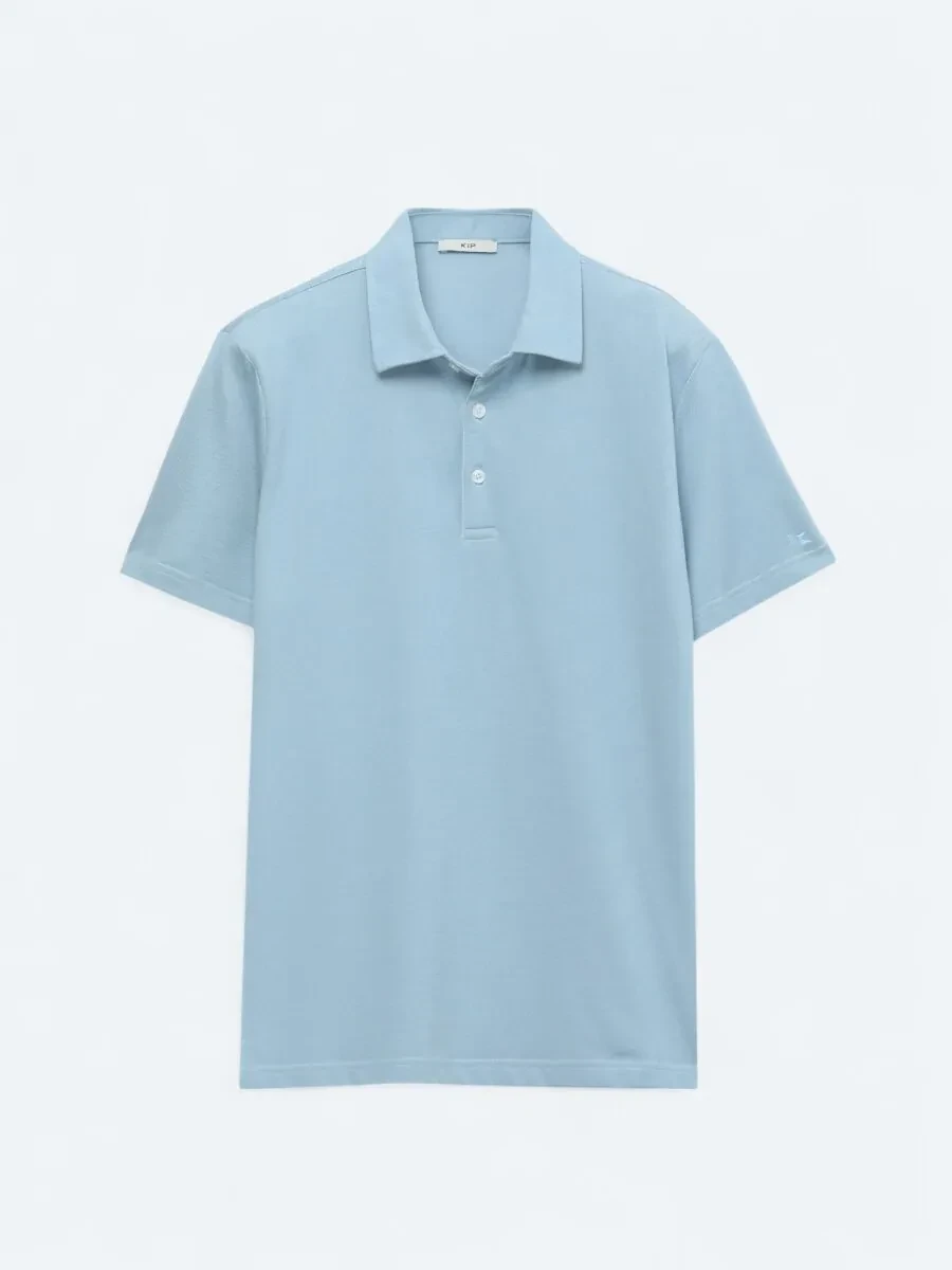 Açık Mavi Polo Yaka Pamuk Karışımlı T-Shirt - 1