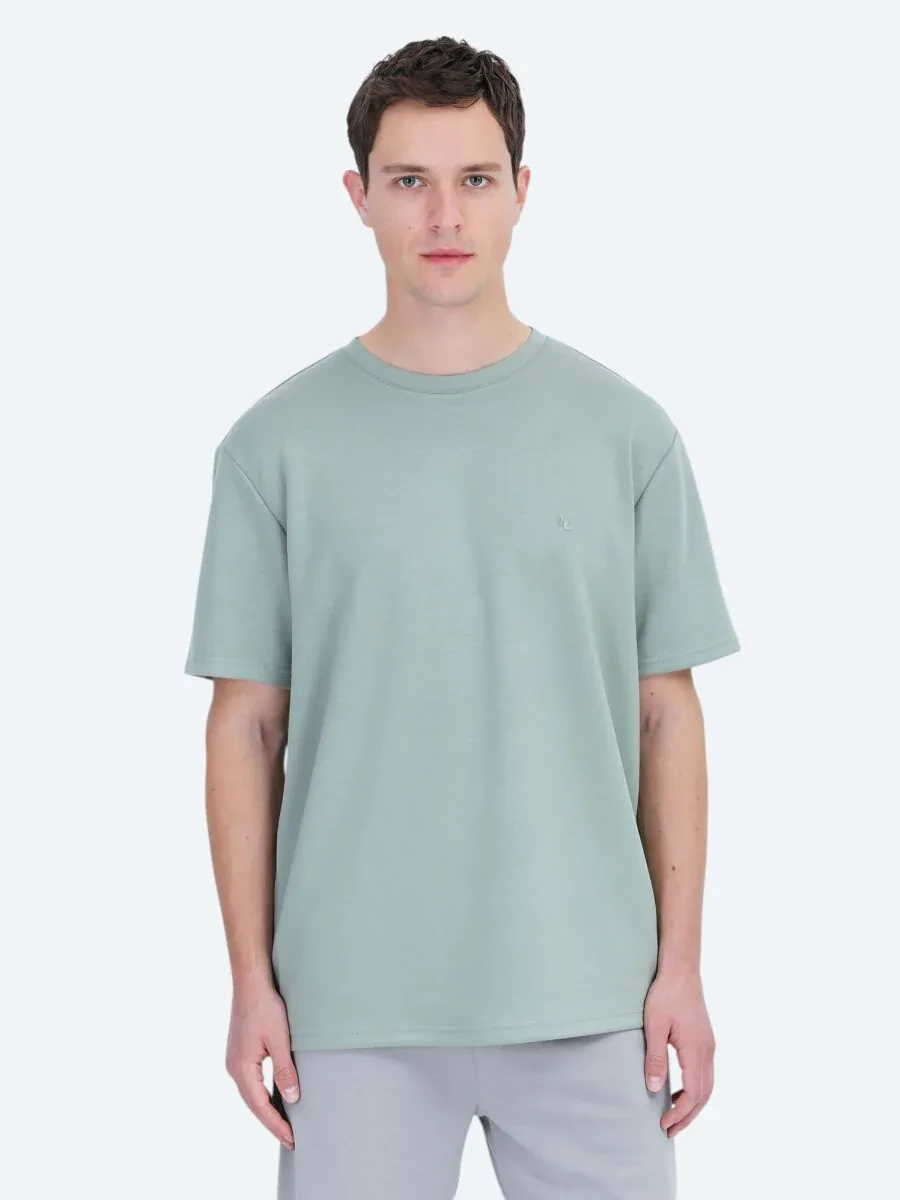 Açık Yeşil Düz Bisiklet Yaka T-Shirt - 1