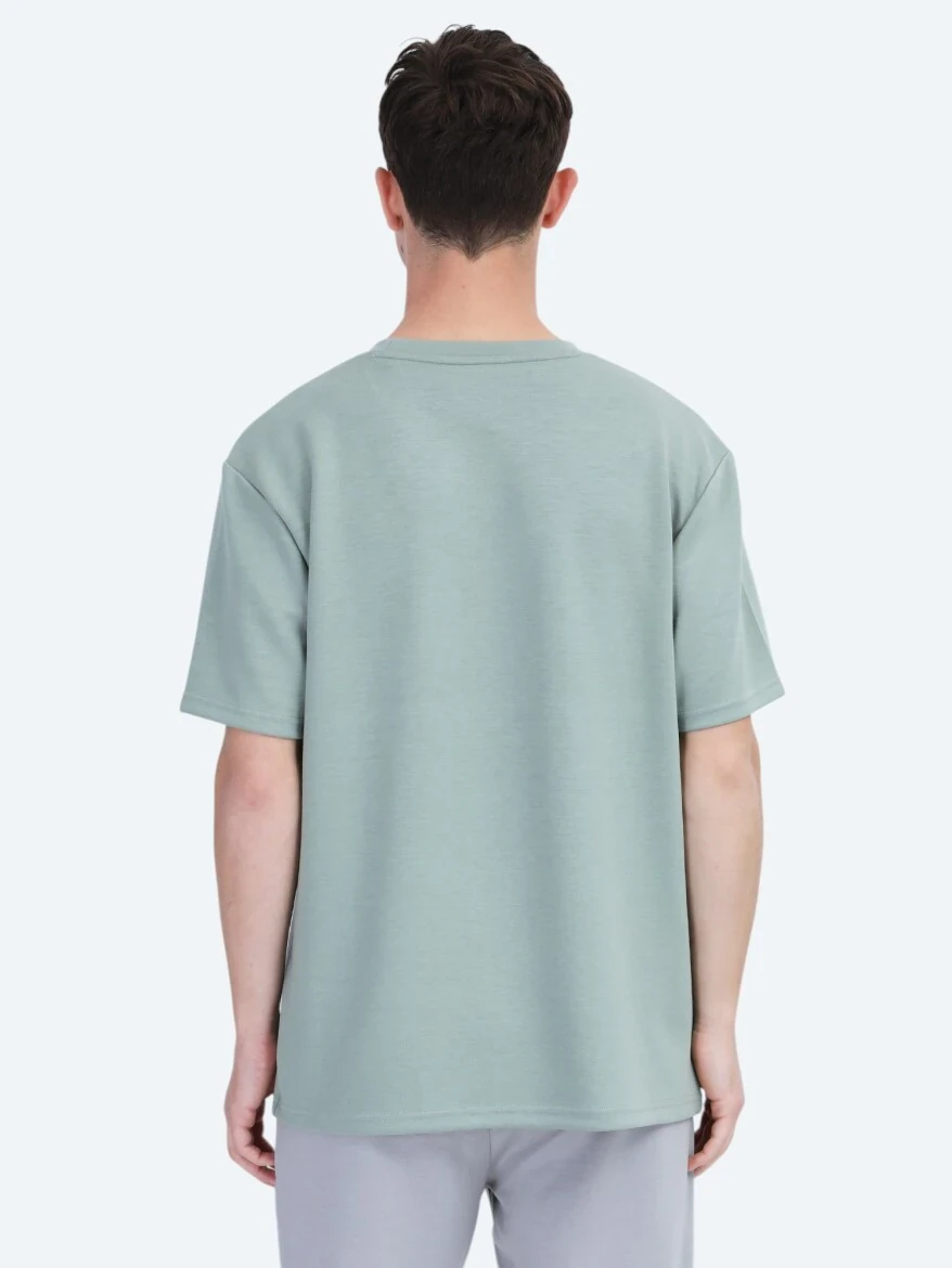 Açık Yeşil Düz Bisiklet Yaka T-Shirt - 6
