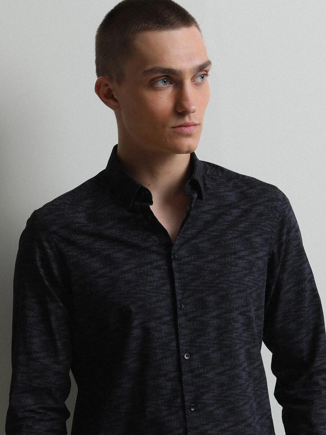 Antrasit Baskılı Slim Fit Dokuma Casual %100 Pamuk Gömlek - 2