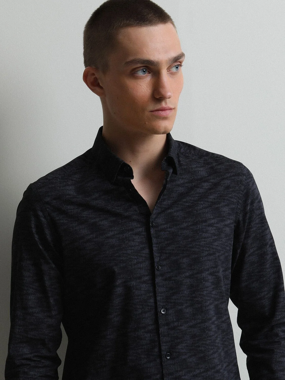 Antrasit Baskılı Slim Fit Dokuma Casual %100 Pamuk Gömlek - 2