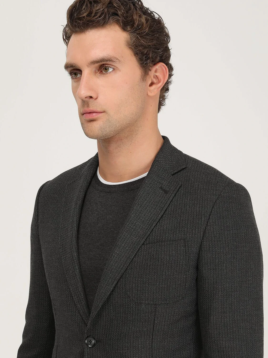 Antrasit Çizgili Modern Fit Ceket - 4