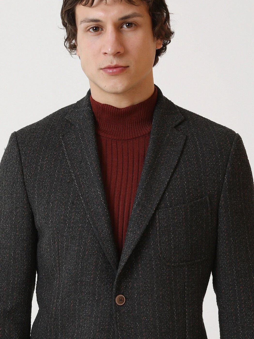 Antrasit Çizgili Modern Fit Örme Ceket - 3