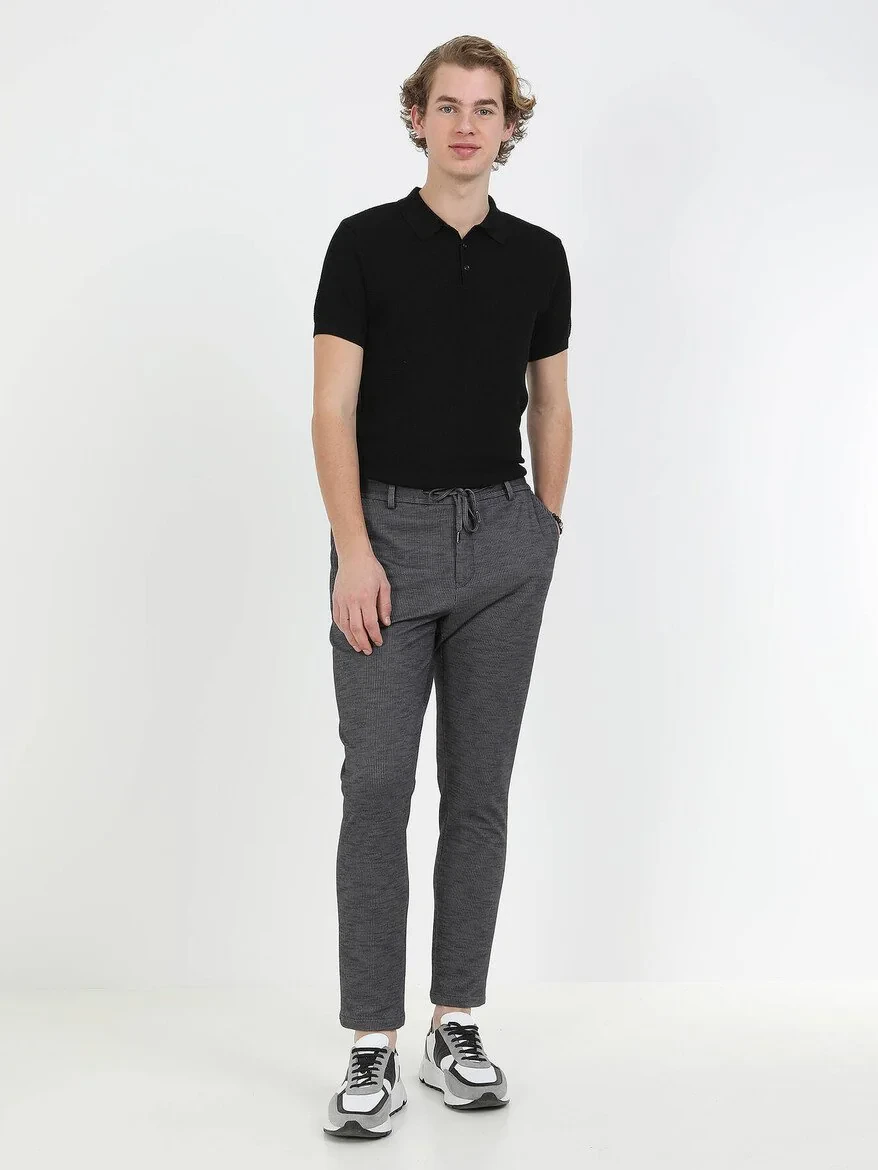 Antrasit Çizgili Modern Fit Pamuk Karışımlı Örme Takım Elbise - 3
