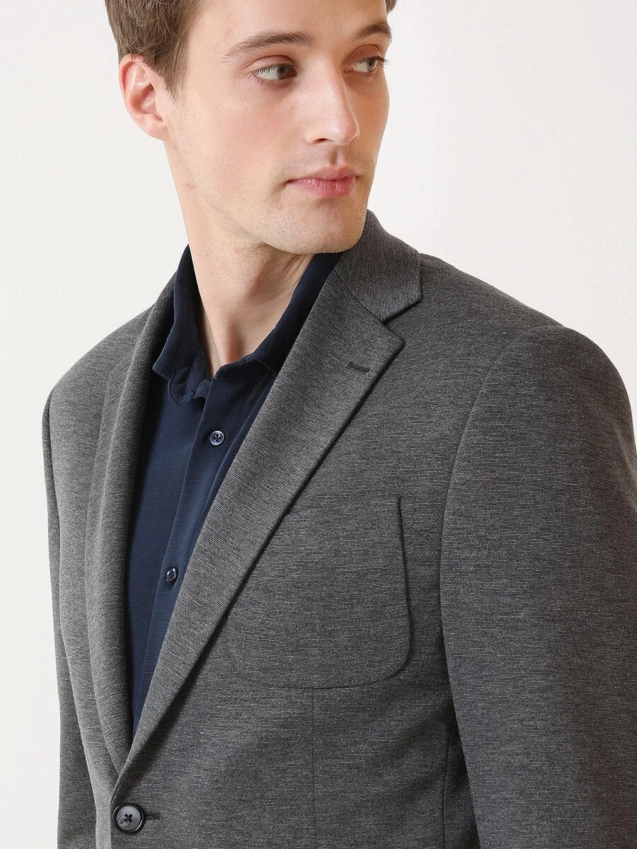Antrasit Desenli Modern Fit Örme Takım Elbise - 3