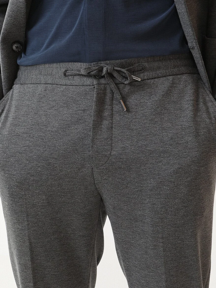 Antrasit Desenli Modern Fit Örme Takım Elbise - 4