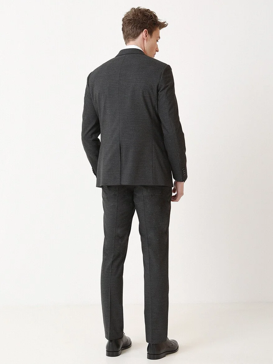 Antrasit Desenli Modern Fit Takım Elbise - 4