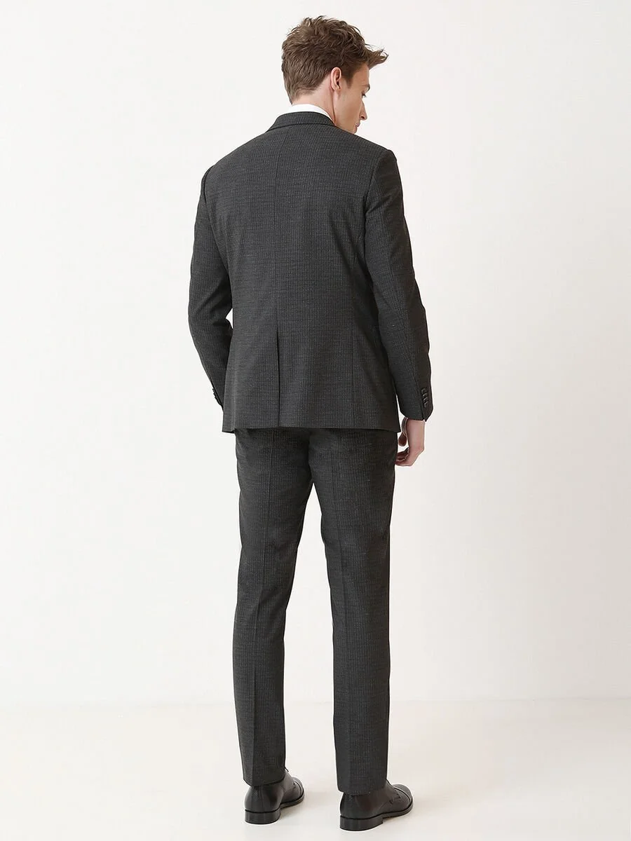 Antrasit Desenli Modern Fit Takım Elbise - 4